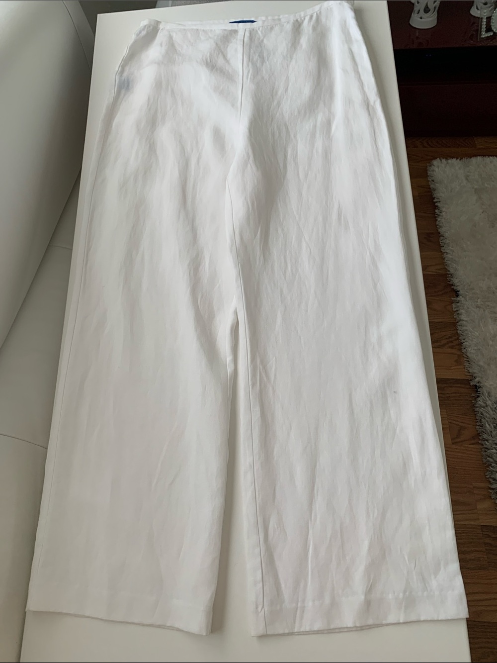 NWT J.McLAUGHLiN Women White Linen/Tencel Wide-Leg Zip Pants Size 14 $188